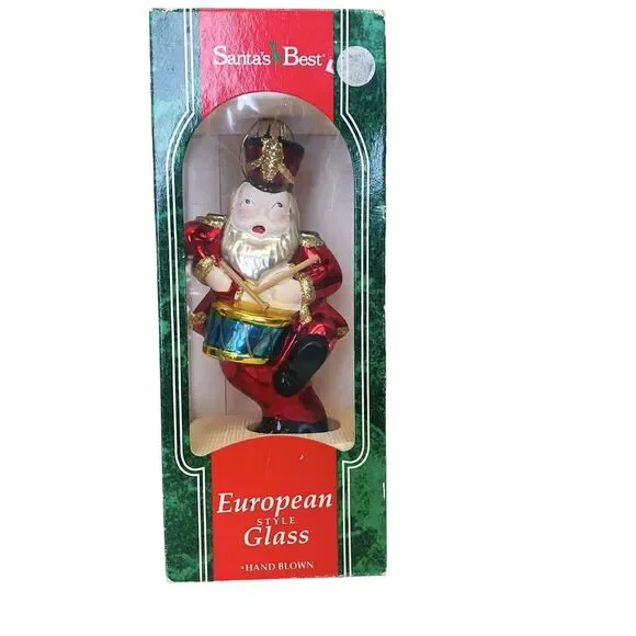 Vtg Santa Claus Drummer Band European Style Hand Blown Glass Christmas Ornament - Picture 2 of 16
